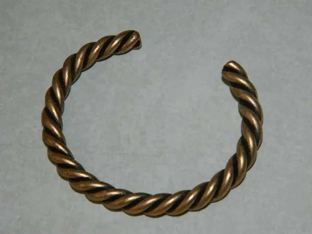 Super Pretty Twist Copper Silver Cuff Bracelet 19… - image 2