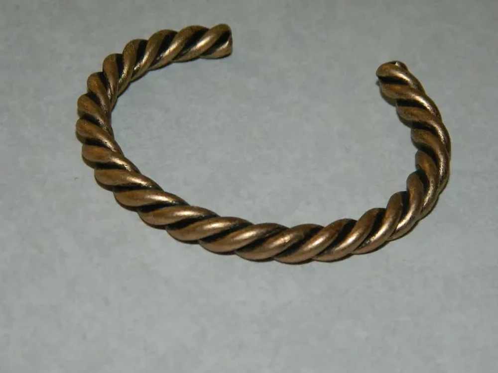 Super Pretty Twist Copper Silver Cuff Bracelet 19… - image 4
