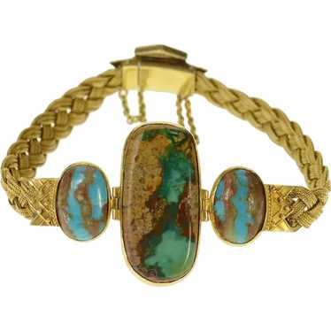 18K Elaborate Turquoise Woven Braided Chain Bracel