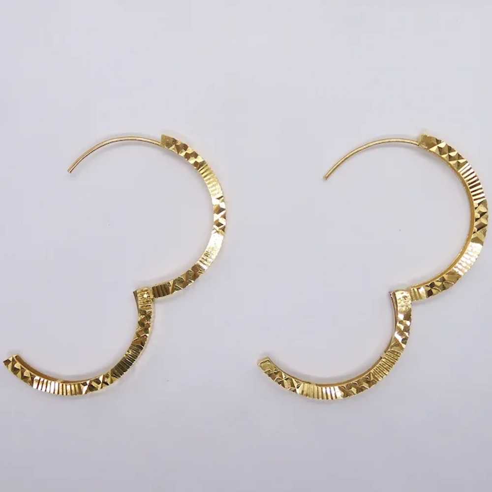 Diamond-Cut Faceted Hoop Earrings 18K Yellow Gold - image 3
