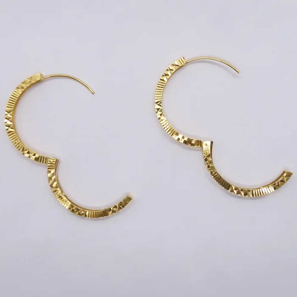 Diamond-Cut Faceted Hoop Earrings 18K Yellow Gold - image 4