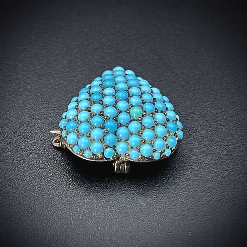 Antique Sterling Silver & Persian Turquoise Heart… - image 3