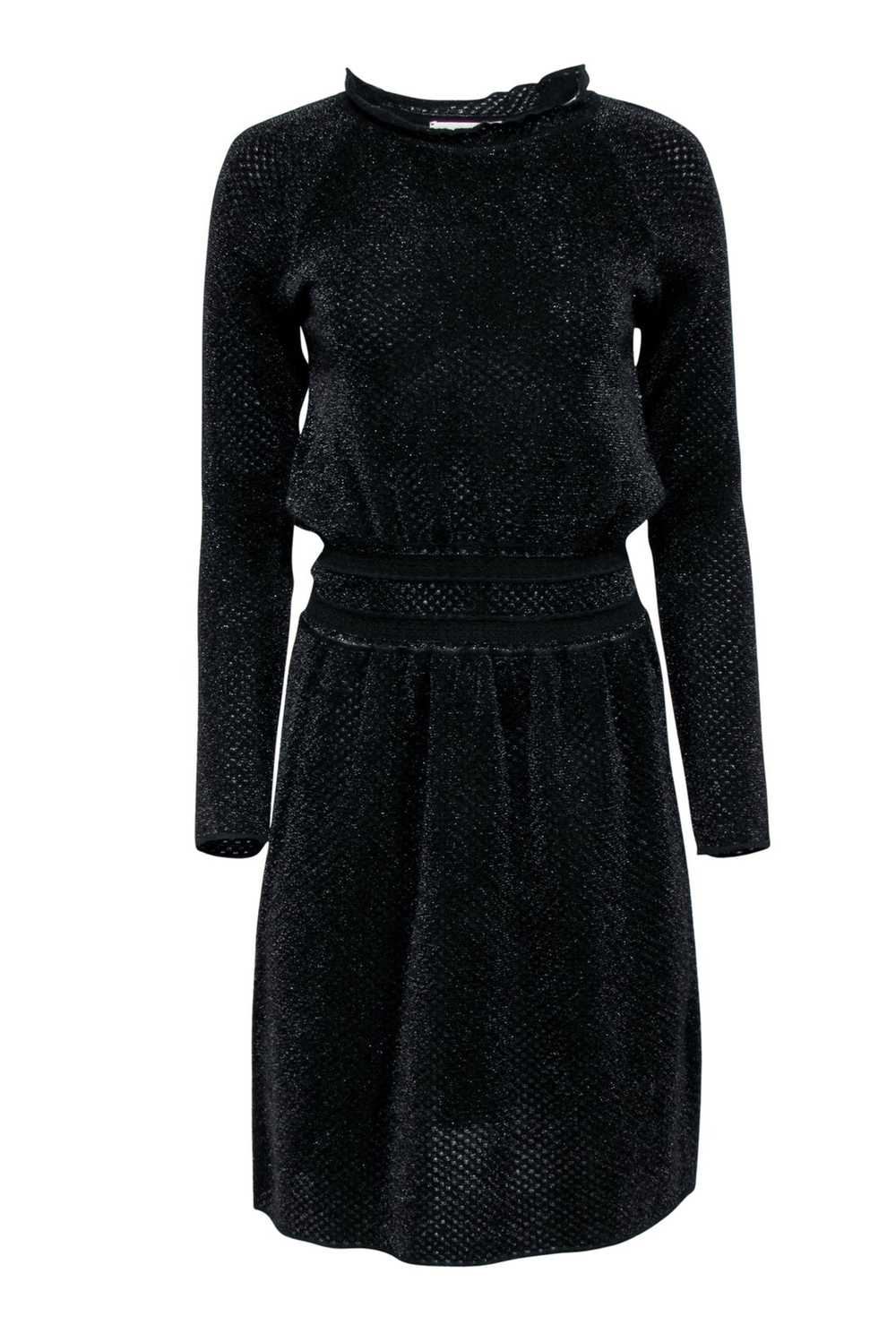 Tory Burch - Black Metallic Knit Long Sleeve Dres… - image 1