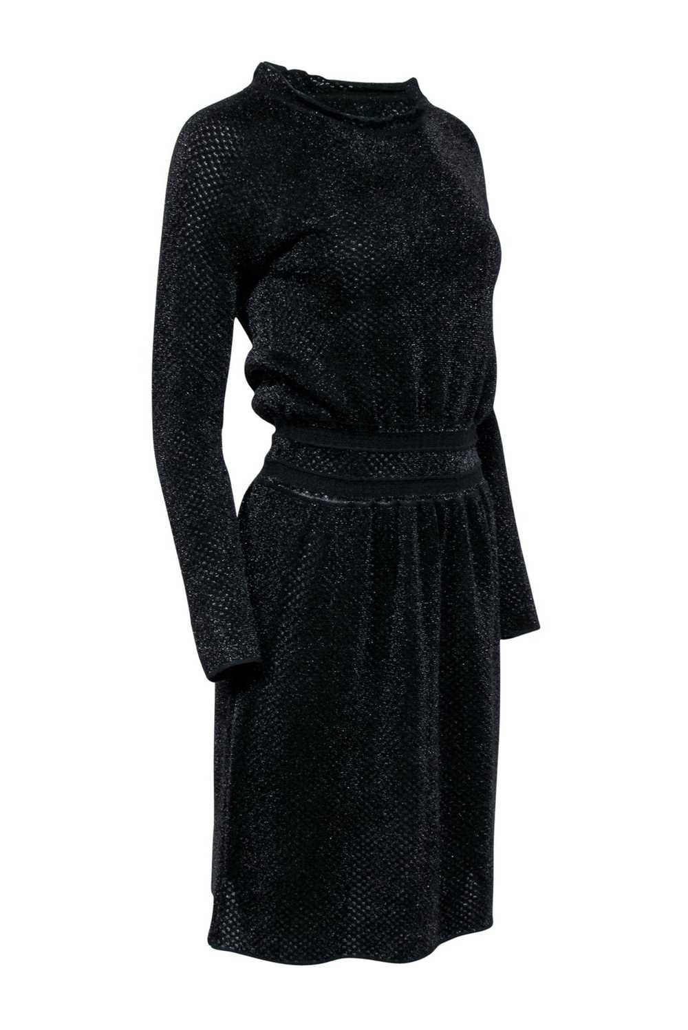 Tory Burch - Black Metallic Knit Long Sleeve Dres… - image 2