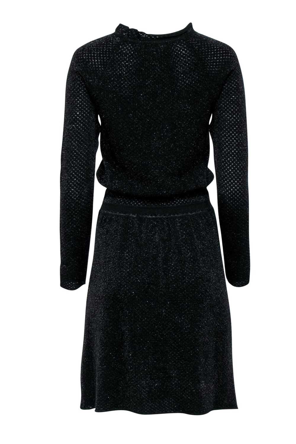 Tory Burch - Black Metallic Knit Long Sleeve Dres… - image 3