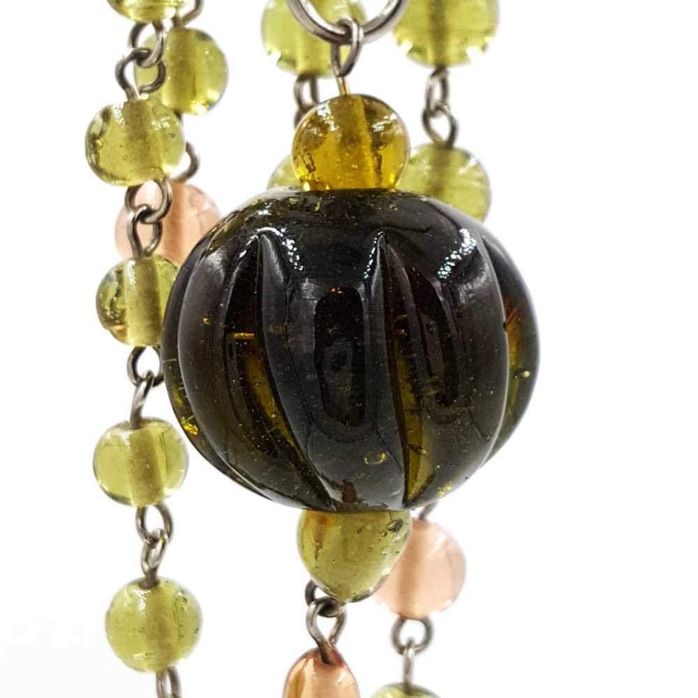 Art Glass Pumpkin Pendant and Beaded Necklace Avo… - image 4