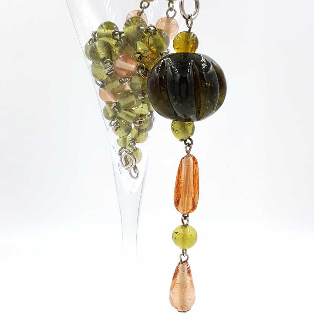 Art Glass Pumpkin Pendant and Beaded Necklace Avo… - image 7
