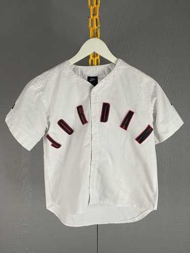 Vintage 90s Nike Air Jordan Stitched White/Black SS Baseball Jersey