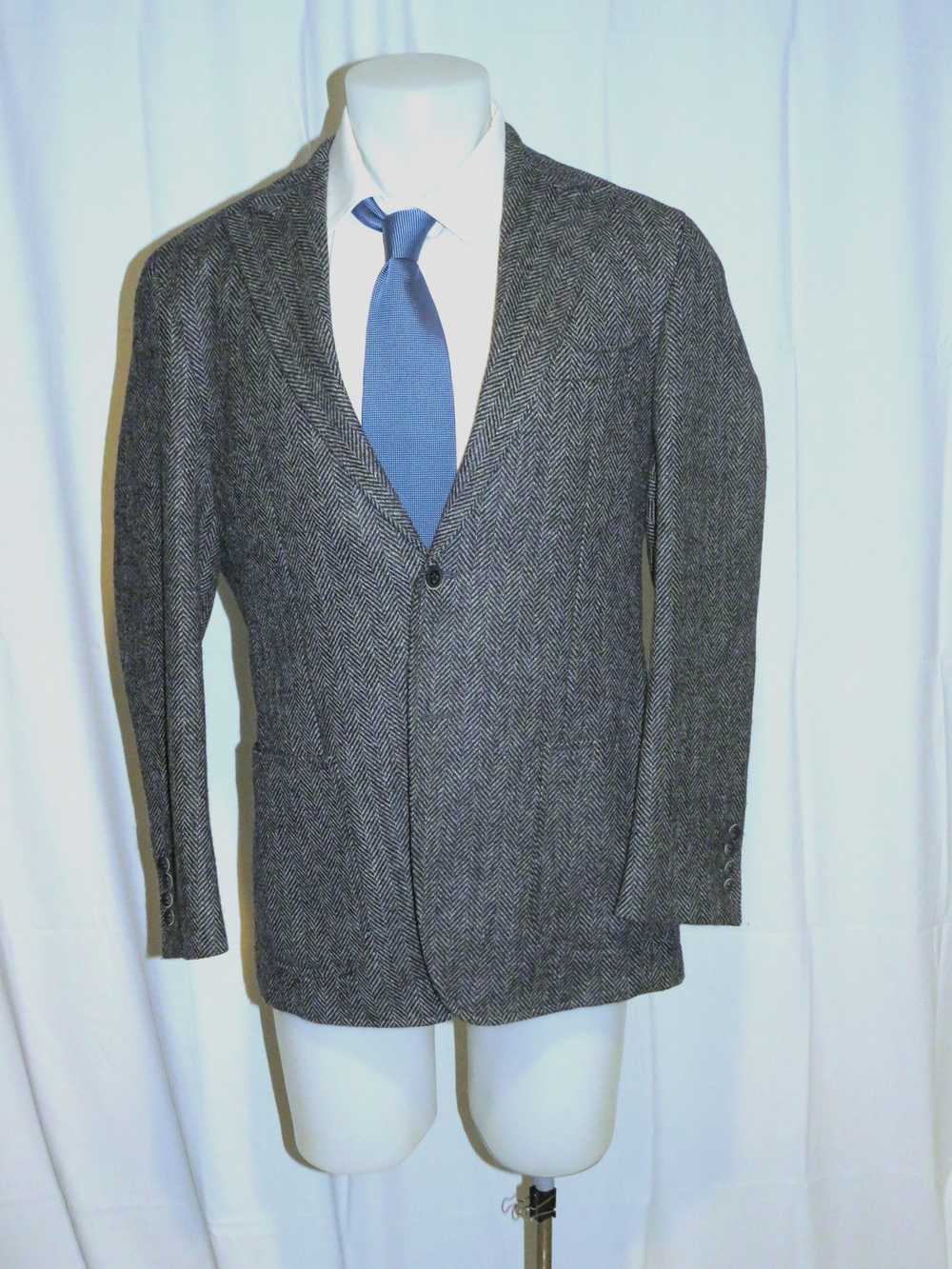 Custom × Hickey Freeman Gray Herringbone Tweed Two Bu… - Gem