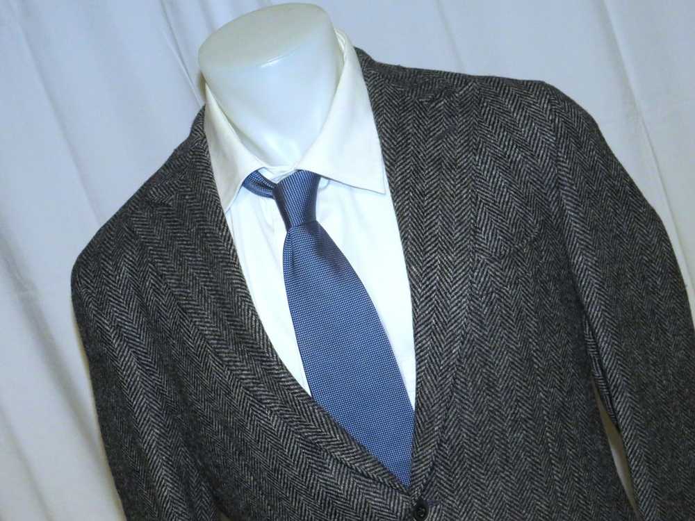 Custom × Hickey Freeman Gray Herringbone Tweed Two Bu… - Gem