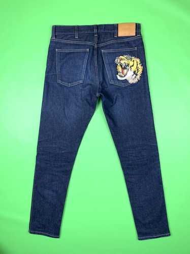 Gucci Gucci Tiger Embroidered Denim Pants - image 1