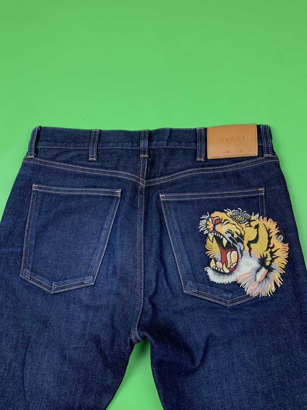 Gucci Gucci Tiger Embroidered Denim Pants - image 2