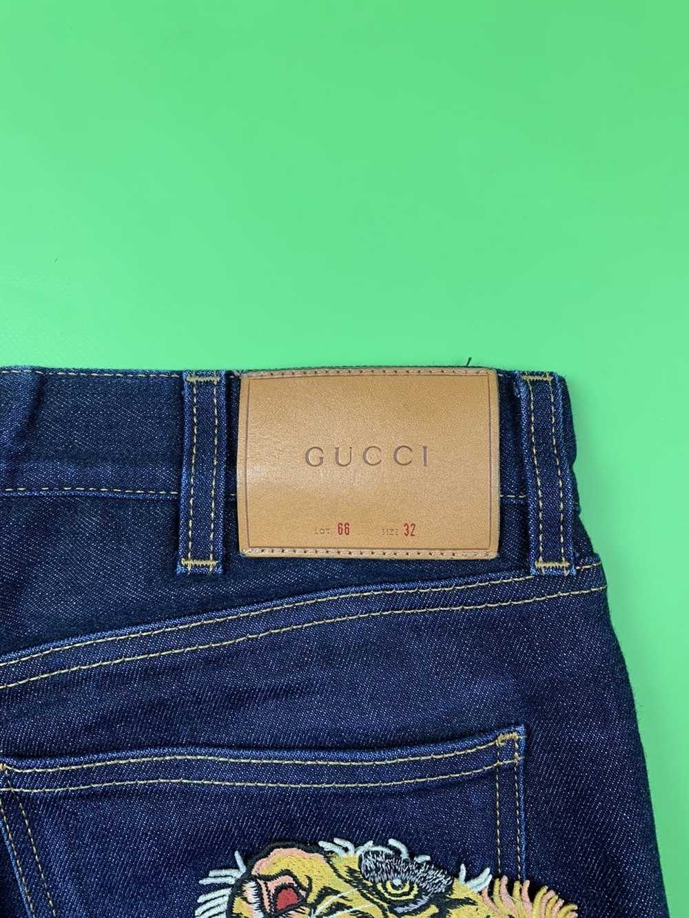 Gucci Gucci Tiger Embroidered Denim Pants - image 4