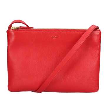 Celine Celine trio small shoulder bag leather red… - image 1