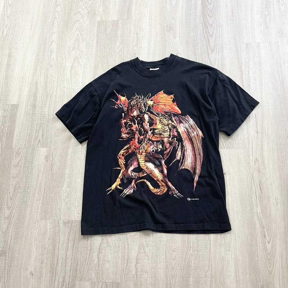 Vintage VINTAGE 90s Dueling Dragons Medieval Shirt - image 1