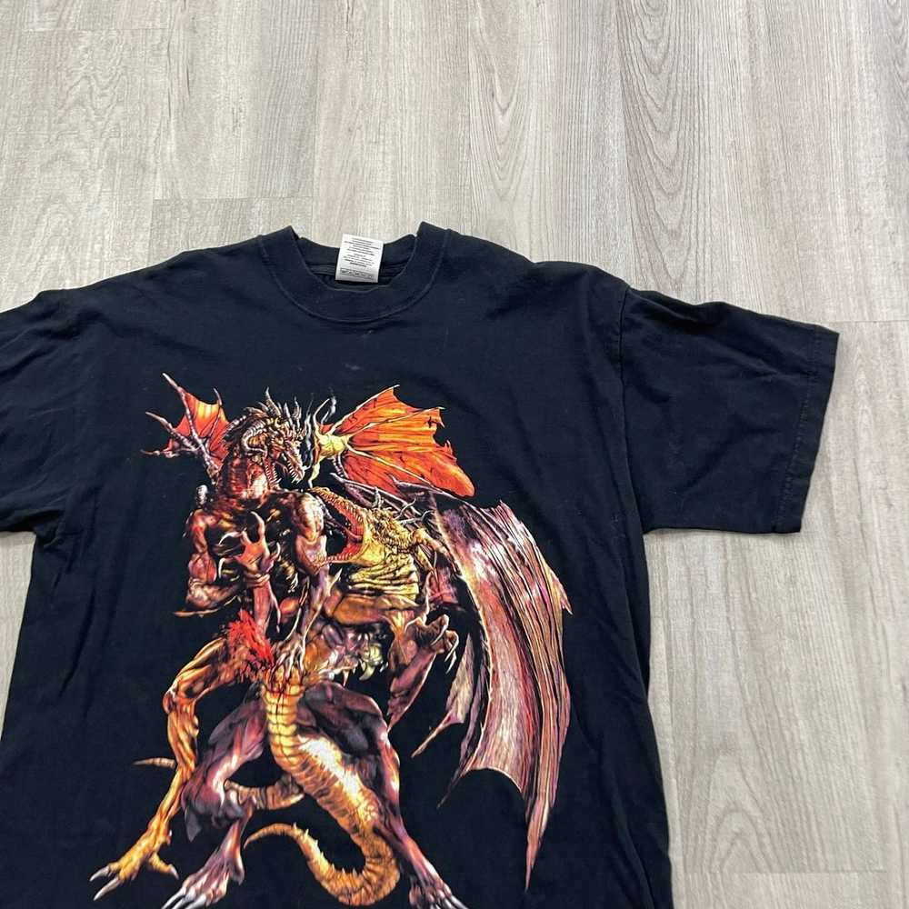 Vintage VINTAGE 90s Dueling Dragons Medieval Shirt - image 2