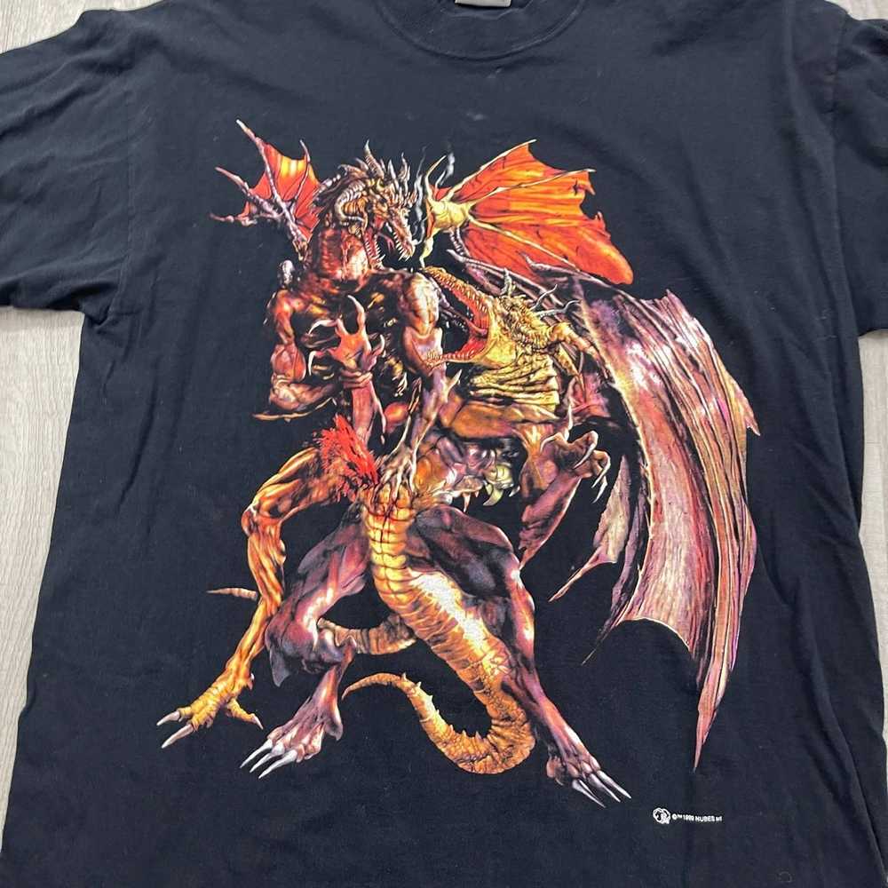 Vintage VINTAGE 90s Dueling Dragons Medieval Shirt - image 3