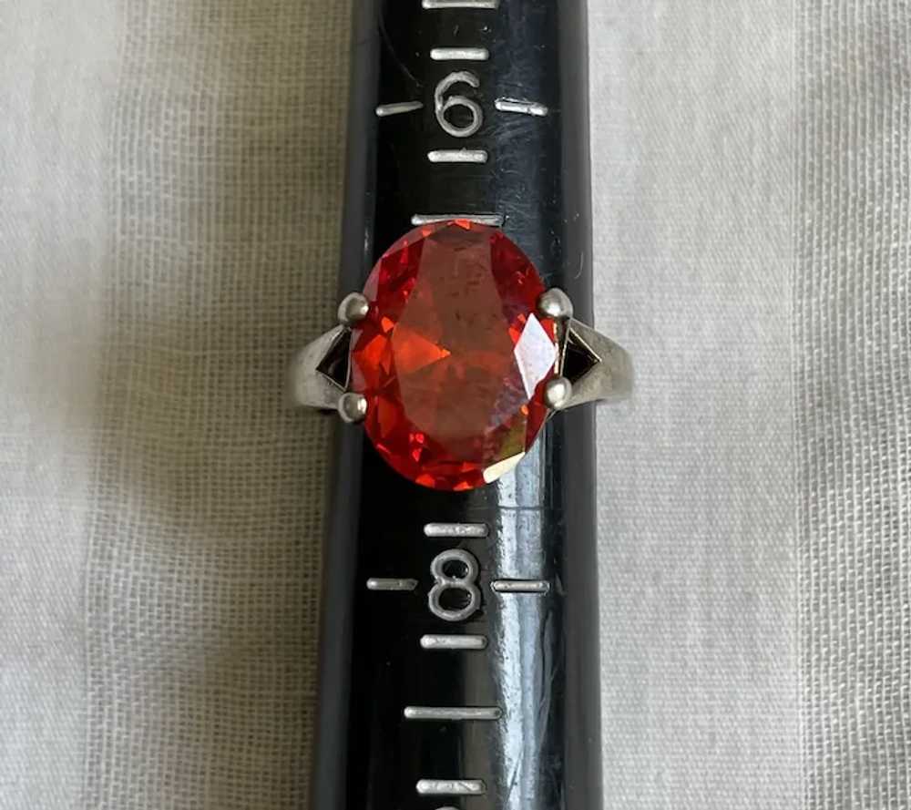 Vintage Sterling .925 & Large Faceted Red Rhinest… - image 9