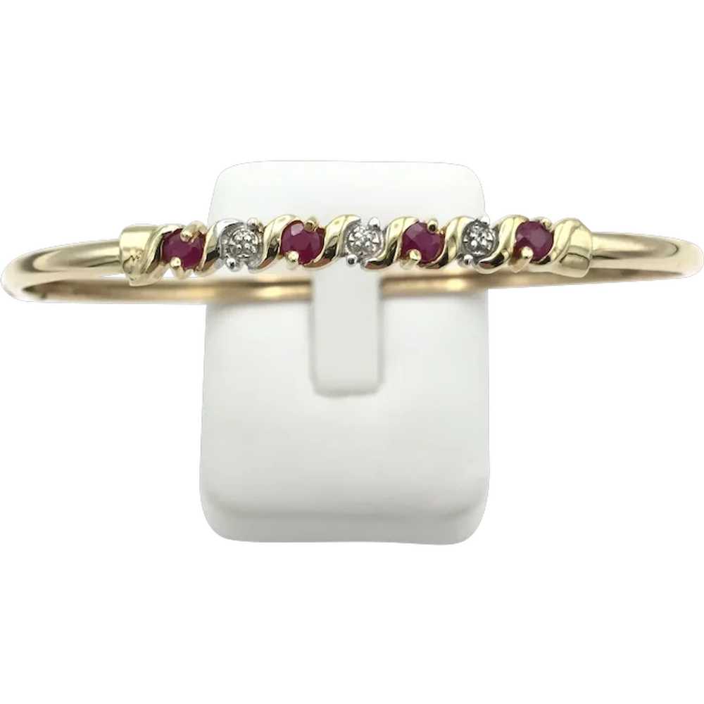 10K Ruby & Diamond Bangle Bracelet - image 2