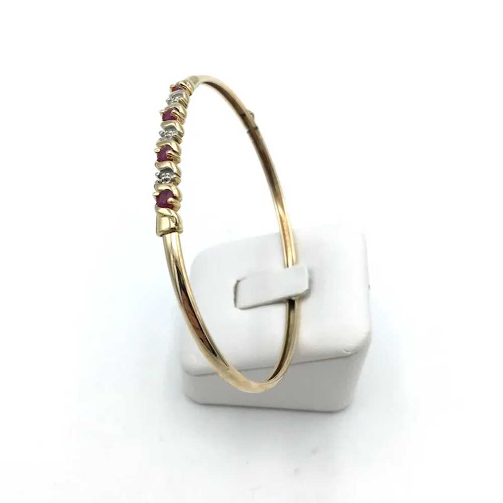 10K Ruby & Diamond Bangle Bracelet - image 3