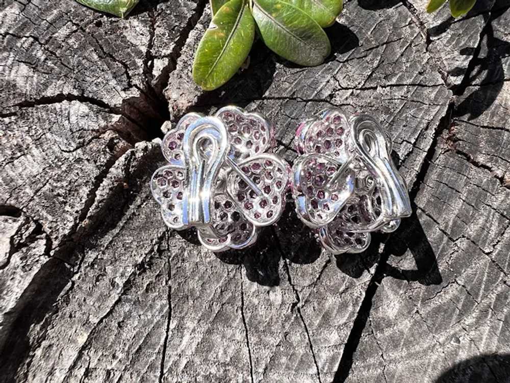Platinum Pink Sapphire and Diamond Flower Earrings - image 10