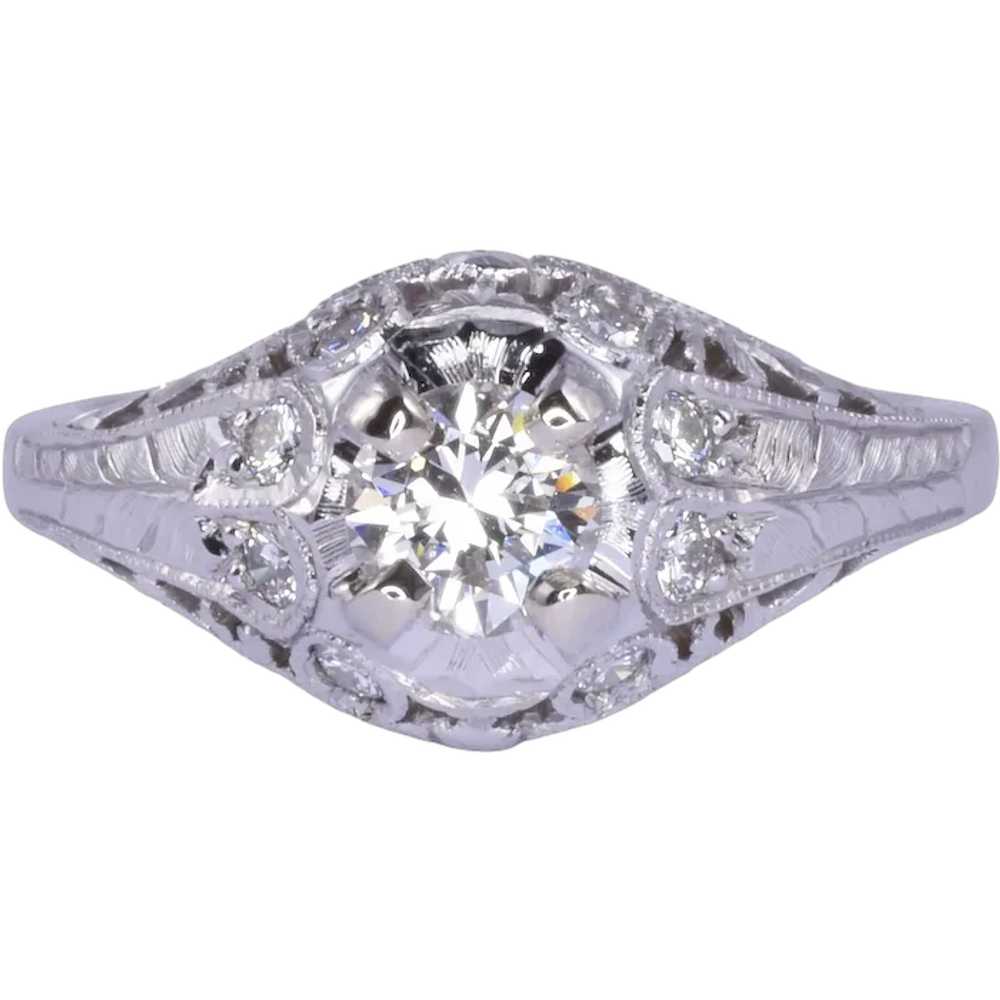 Art Deco Filigree Diamond Engagement Ring - image 1
