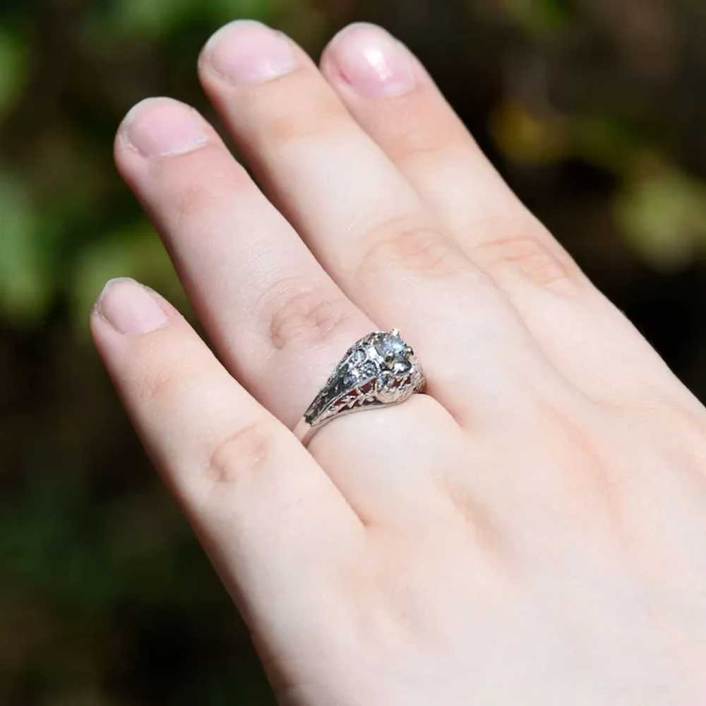Art Deco Filigree Diamond Engagement Ring - image 5