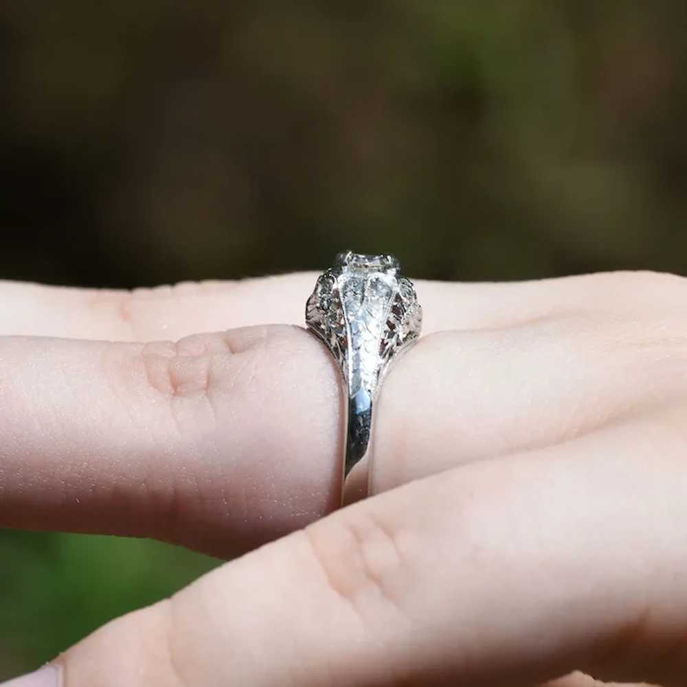 Art Deco Filigree Diamond Engagement Ring - image 6