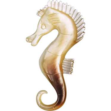 Gorgeous SEAHORSE Carved Mother of Pearl Vintage B