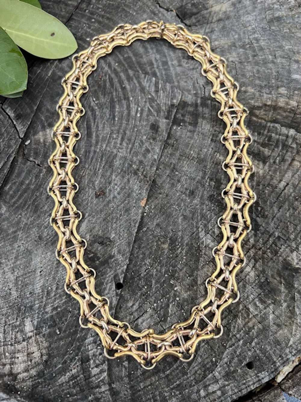 18K Yellow and Rose Gold Chunky Wide Choker - image 7
