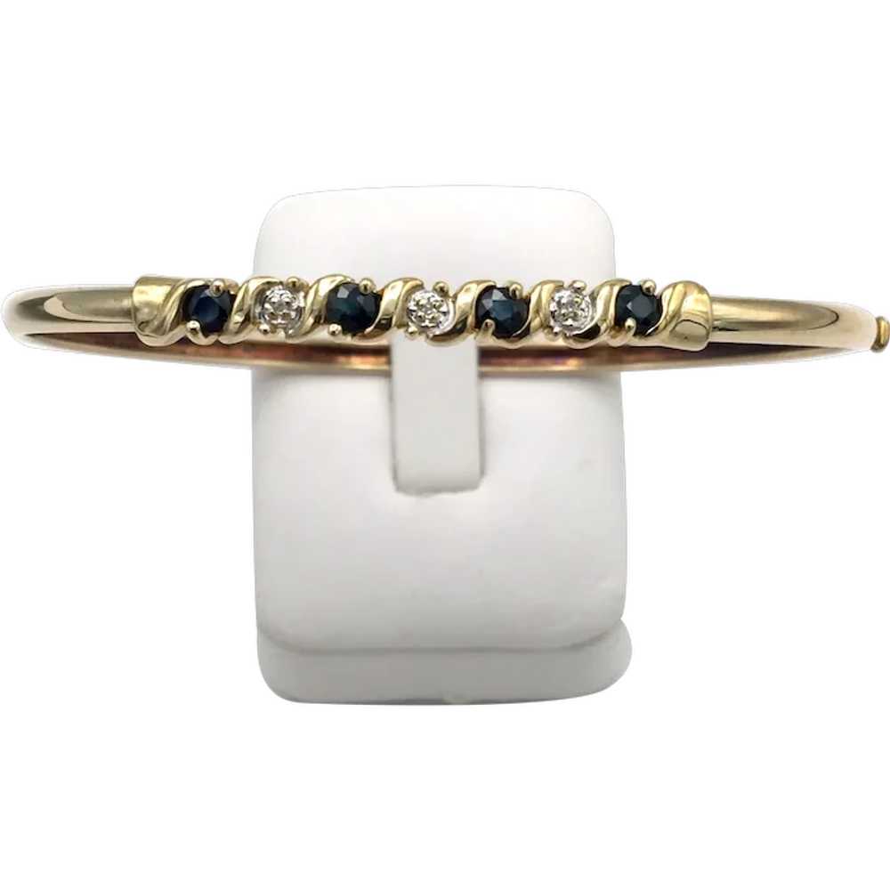 10K Sapphire & Diamond Bangle Bracelet - image 2