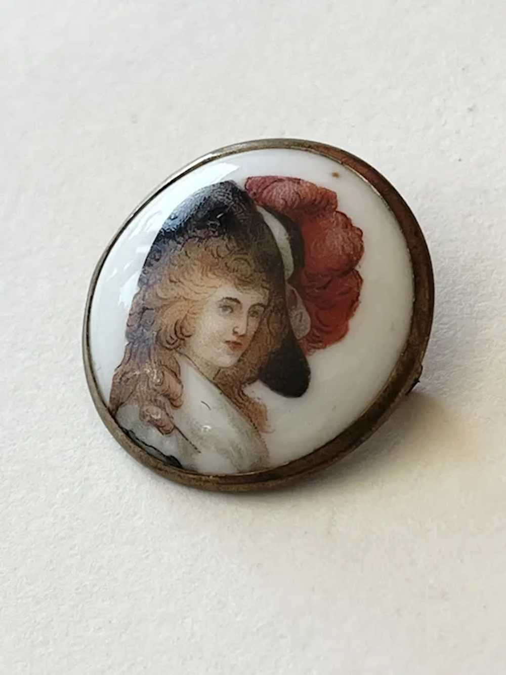 Antique Estate Porcelain Portrait Brooch Pin - image 4