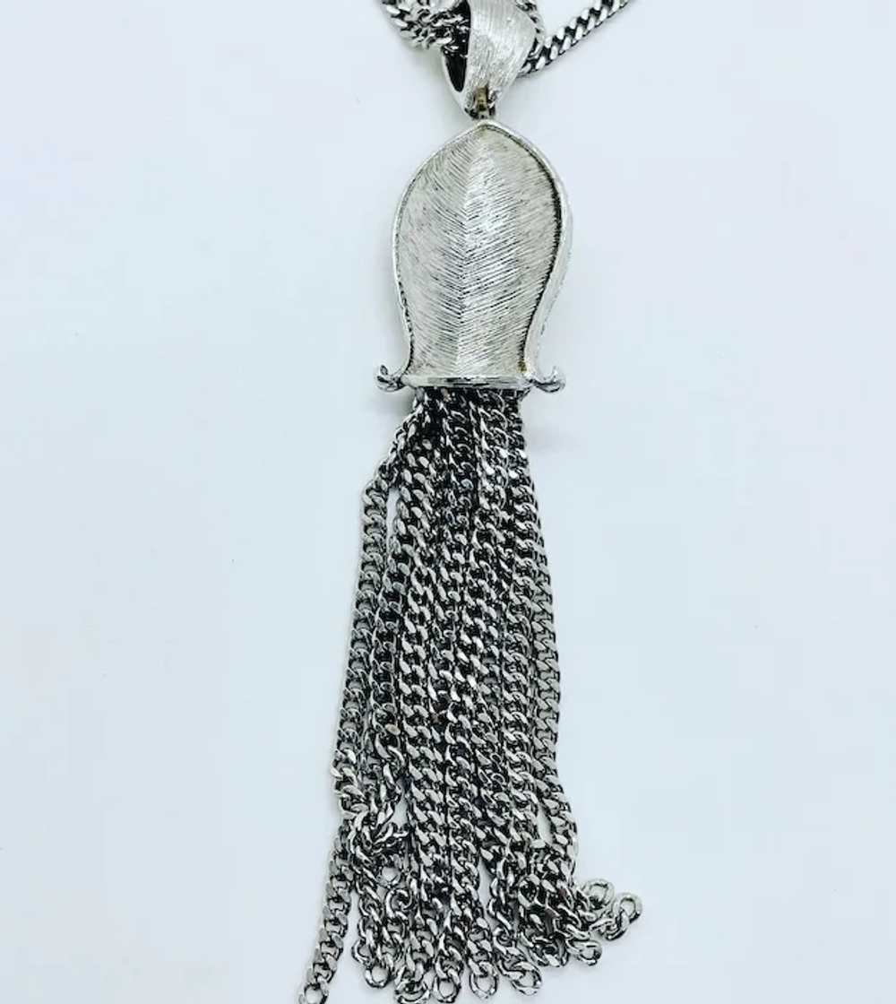 Mid century Monet brushed silver tone chain fring… - image 4