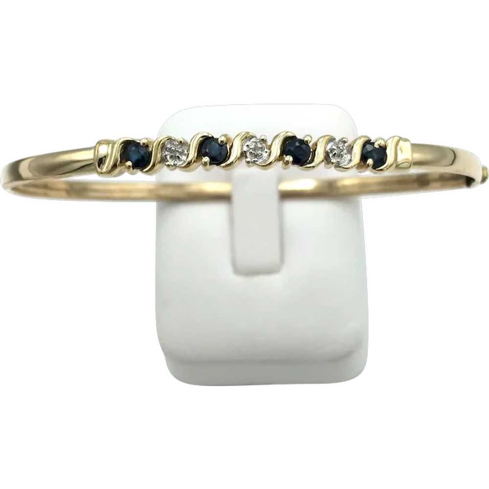 10K Sapphire & Diamond Bangle Bracelet - image 2