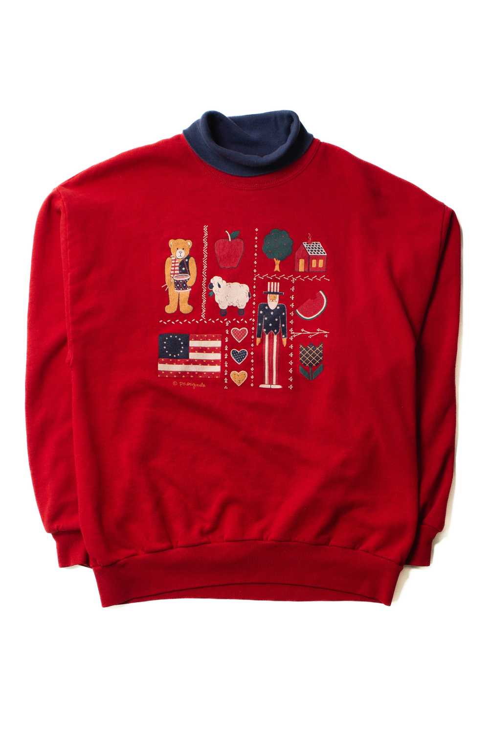 Vintage Red USA Turtleneck Sweatshirt (1990s) - image 1