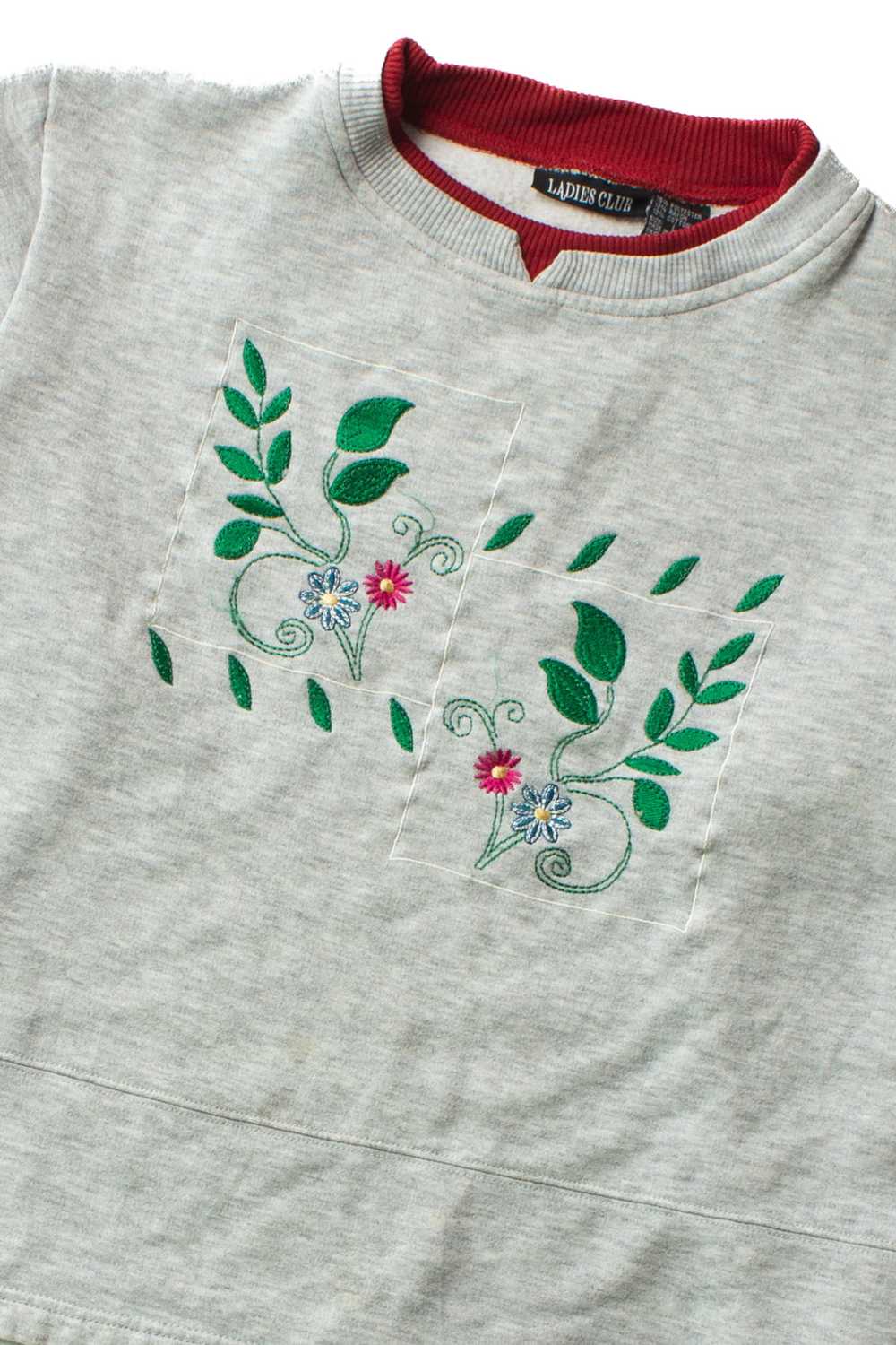 Vintage Embroidered Floral Squares Sweatshirt (19… - image 2