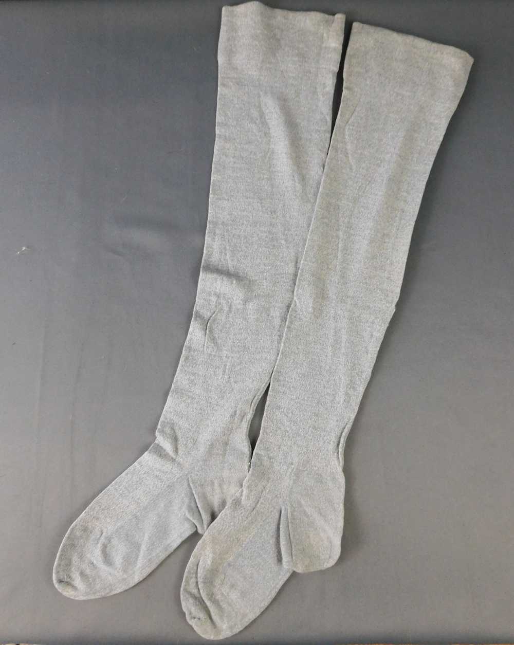 Antique Heather Grey Wool Stockings, Edwardian 19… - image 2