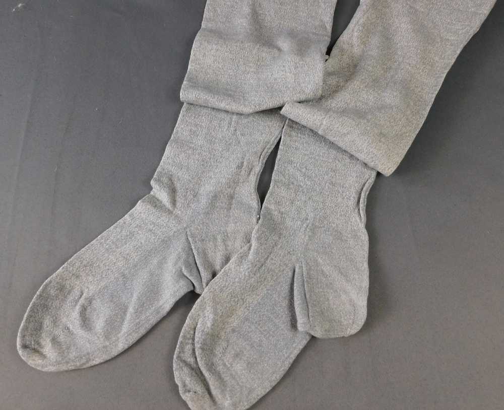 Antique Heather Grey Wool Stockings, Edwardian 19… - image 3
