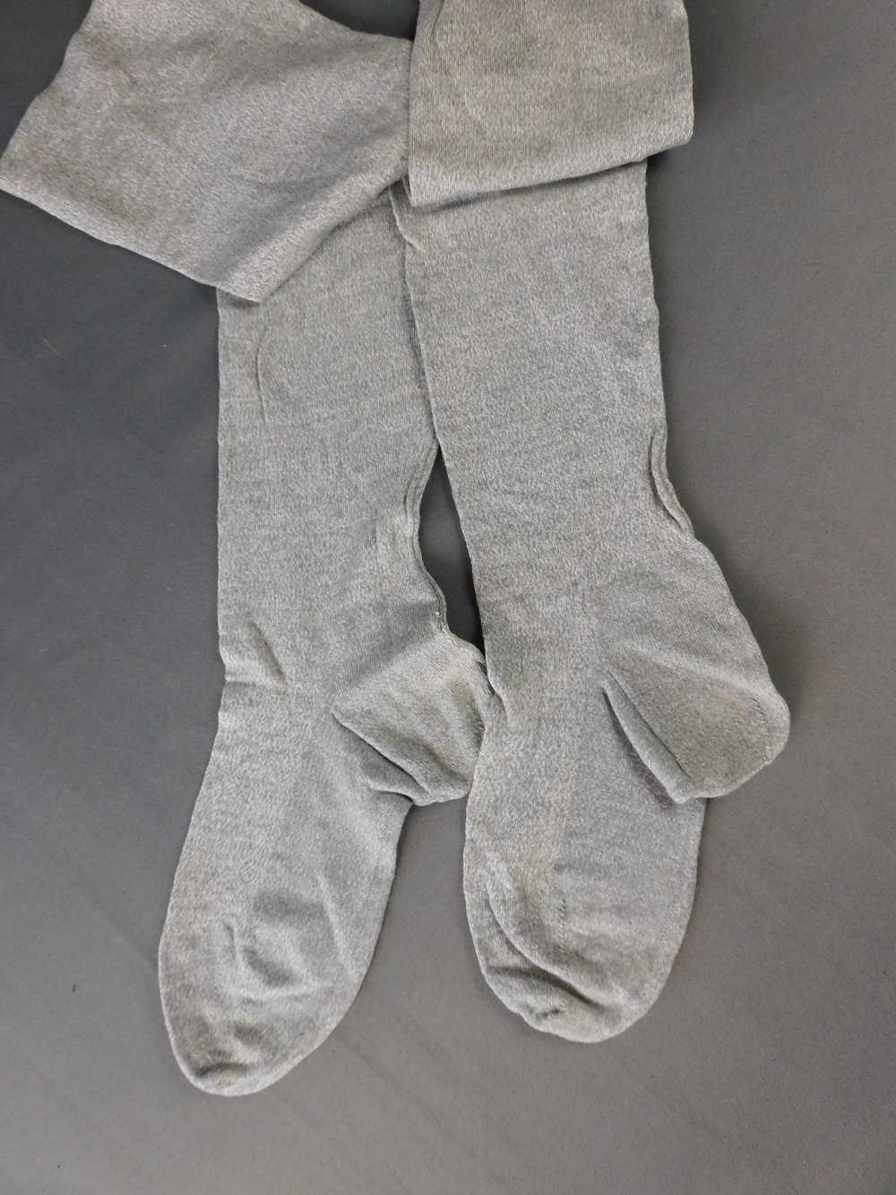 Antique Heather Grey Wool Stockings, Edwardian 19… - image 4