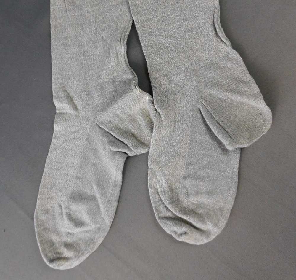 Antique Heather Grey Wool Stockings, Edwardian 19… - image 5