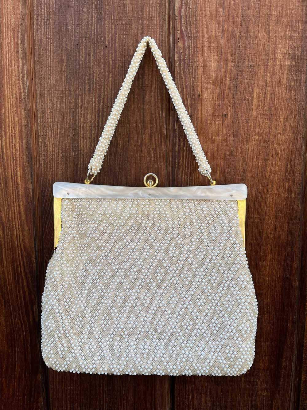 1960s Cream Beaded Bag - image 2