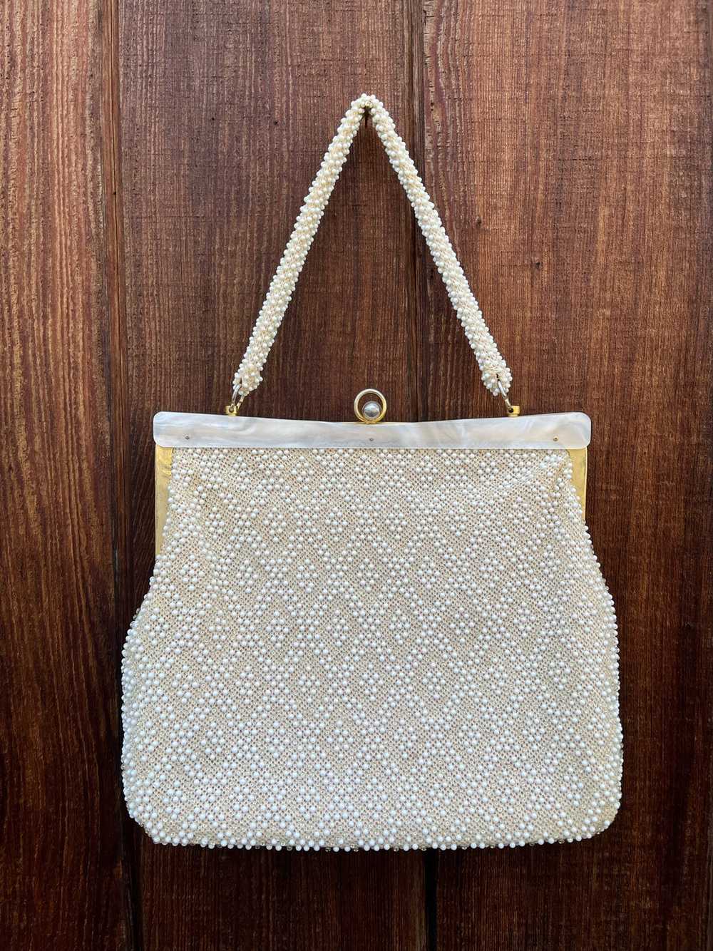 1960s Cream Beaded Bag - image 3