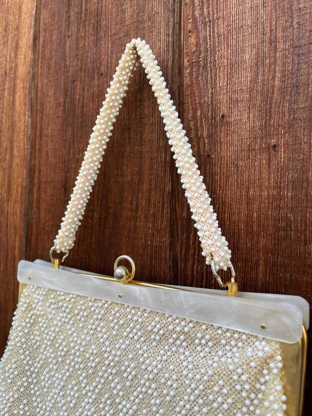 1960s Cream Beaded Bag - image 4