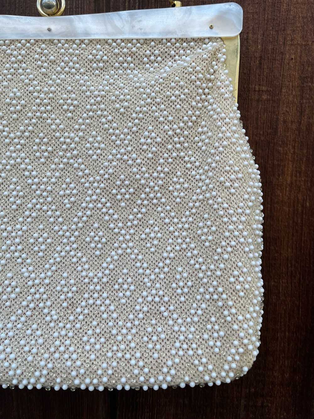 1960s Cream Beaded Bag - image 6