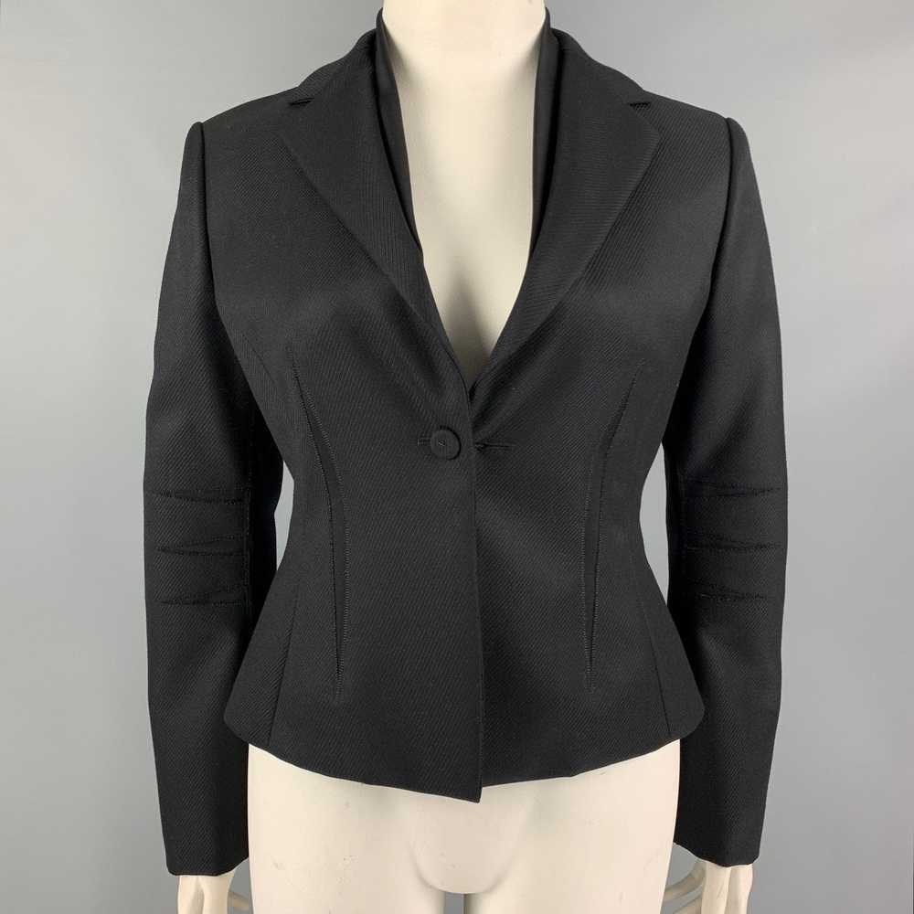 Brioni Black Wool Notch Lapel Cropped Jacket Blaz… - image 1