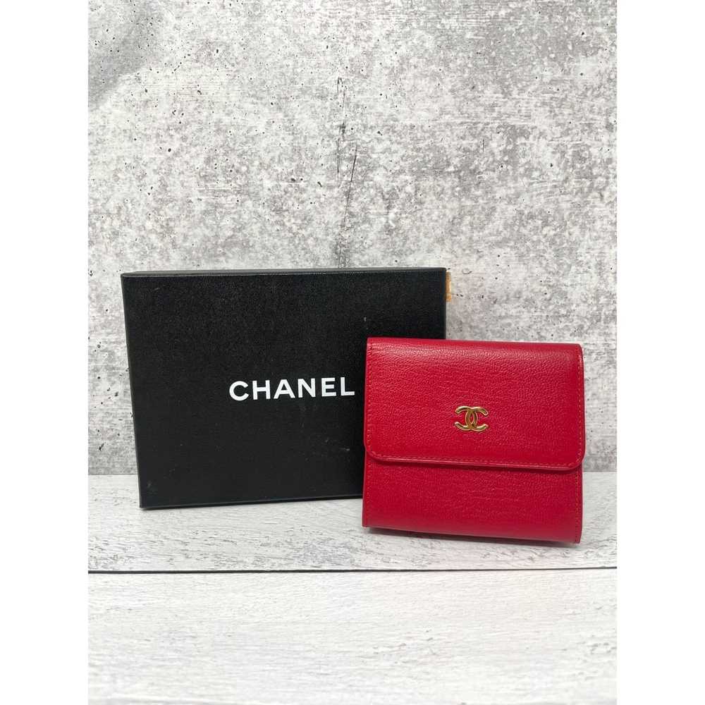 Chanel Chanel Red Leather Compact Trifold Wallet - image 11