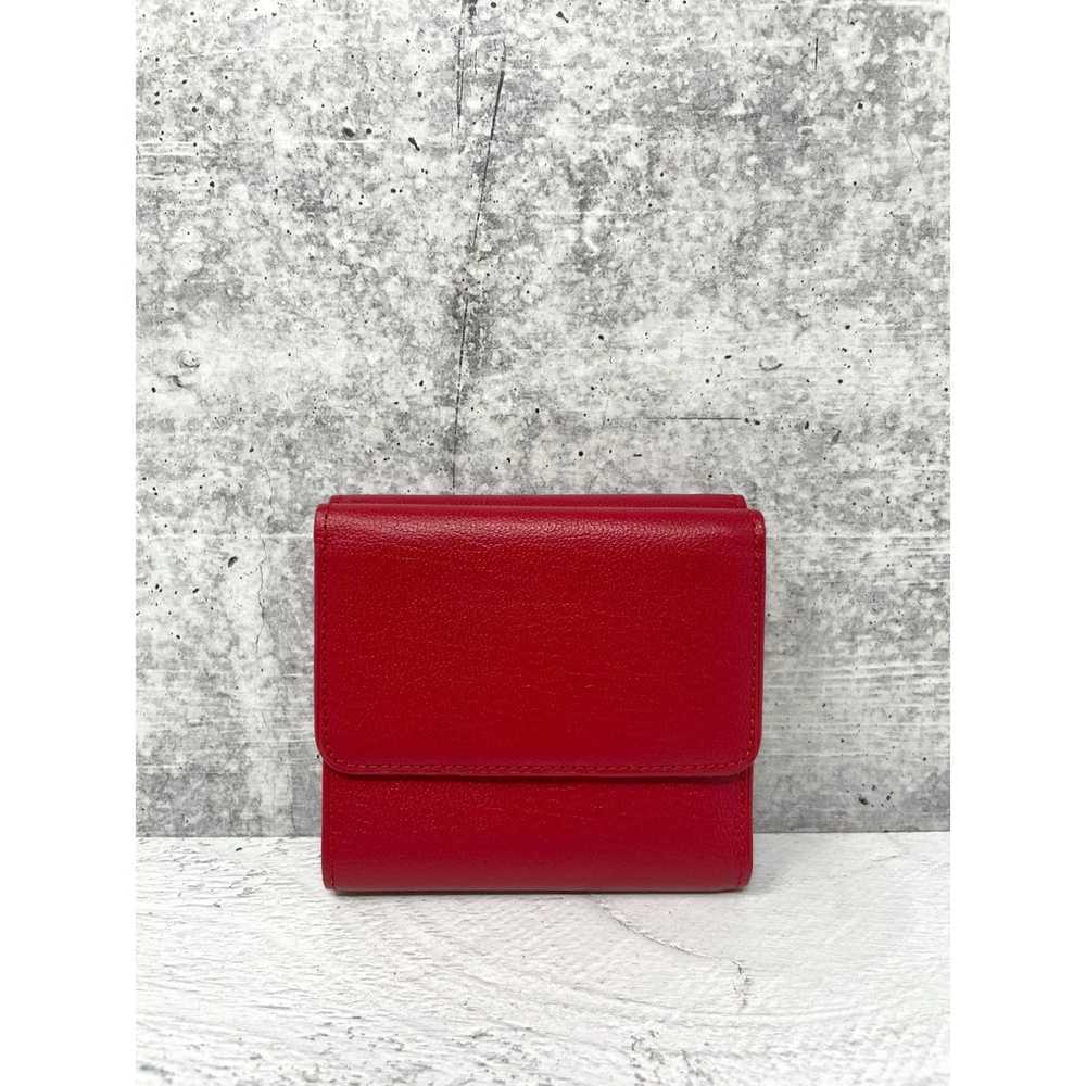 Chanel Chanel Red Leather Compact Trifold Wallet - image 2