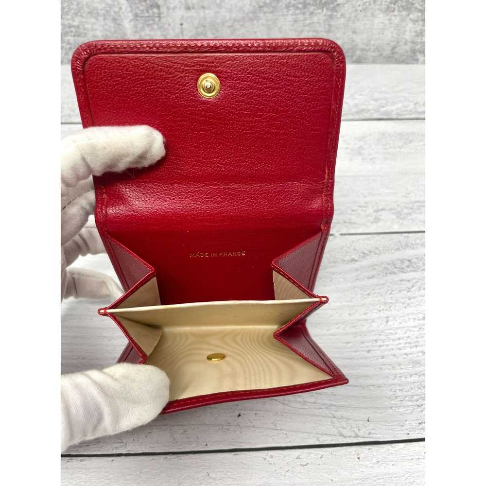 Chanel Chanel Red Leather Compact Trifold Wallet - image 5