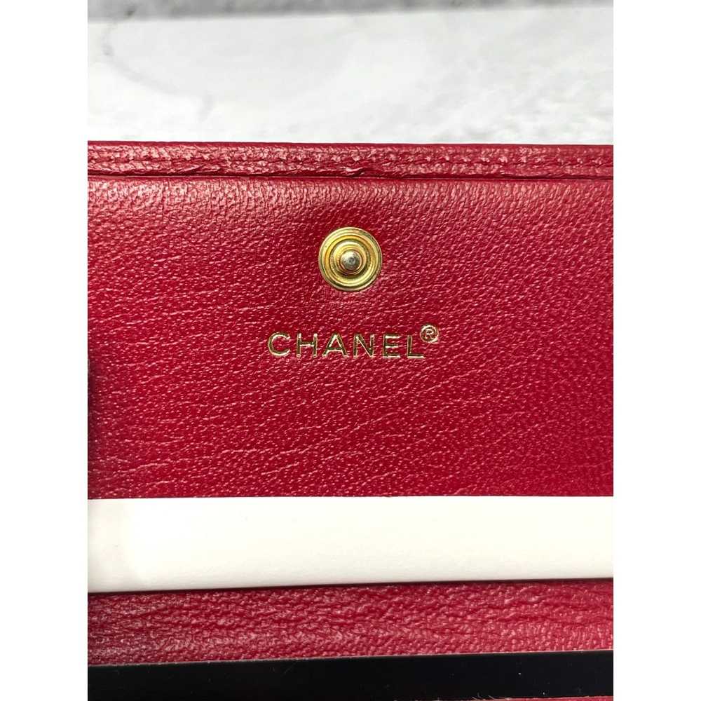 Chanel Chanel Red Leather Compact Trifold Wallet - image 8