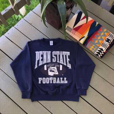 Vintage Penn State Nittany Lion PSU Plaid Printed Navy Blue Fruit of the Loom Supercotton Thick Heavy Sweatshirt 2024 Large